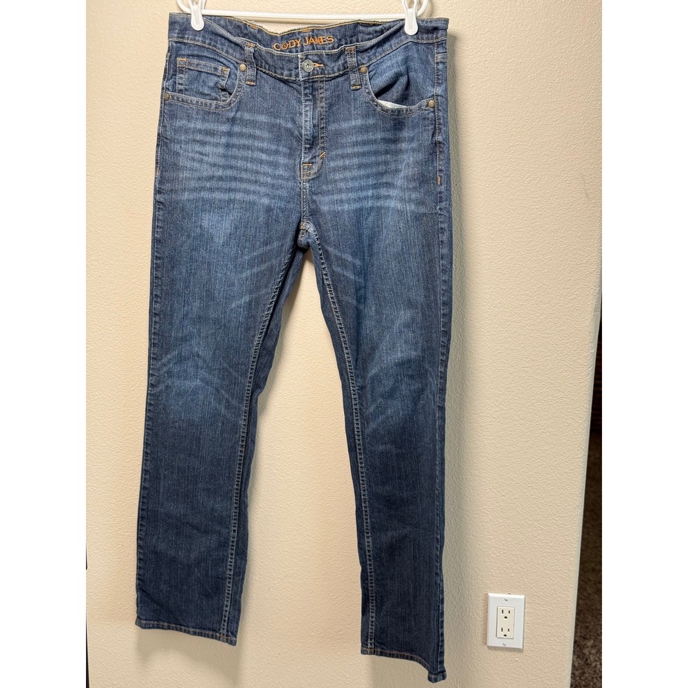 Cody James Mens Straight Leg Jeans Medium Wash Blue Denim 38x34 Stretch